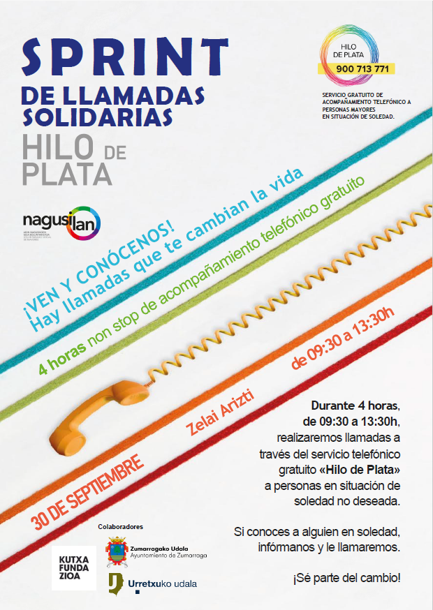 Desde Nagusilan Zumarraga-Urretxu animan a participar en el Sprint Solidario de Llamadas “Hilo de Plata”